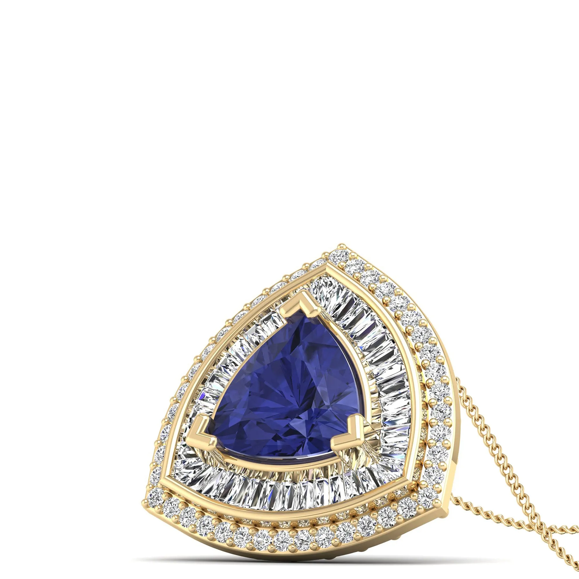 Trillion Cut Tanzanite and Diamond Pendant