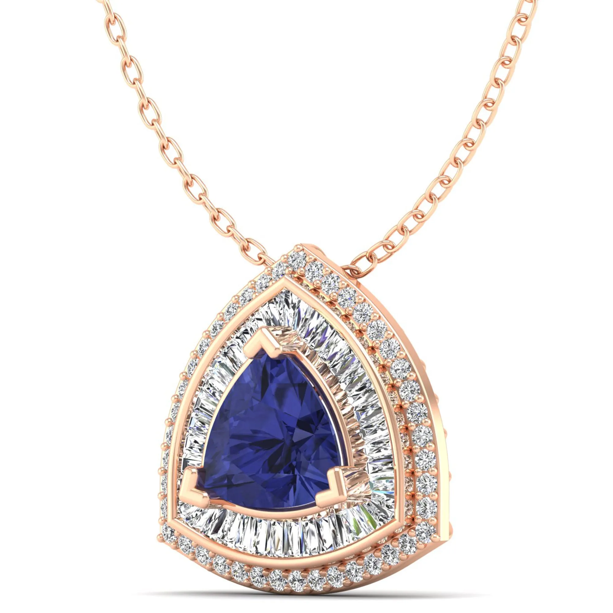 Trillion Cut Tanzanite and Diamond Pendant