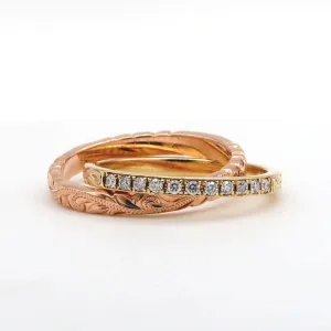 Trinity Diamond Ring, Hand Engraved Design (2MM 3MM Width)