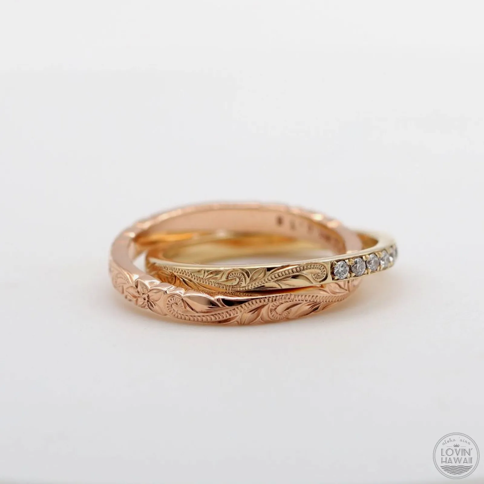 Trinity Diamond Ring, Hand Engraved Design (2MM 3MM Width)