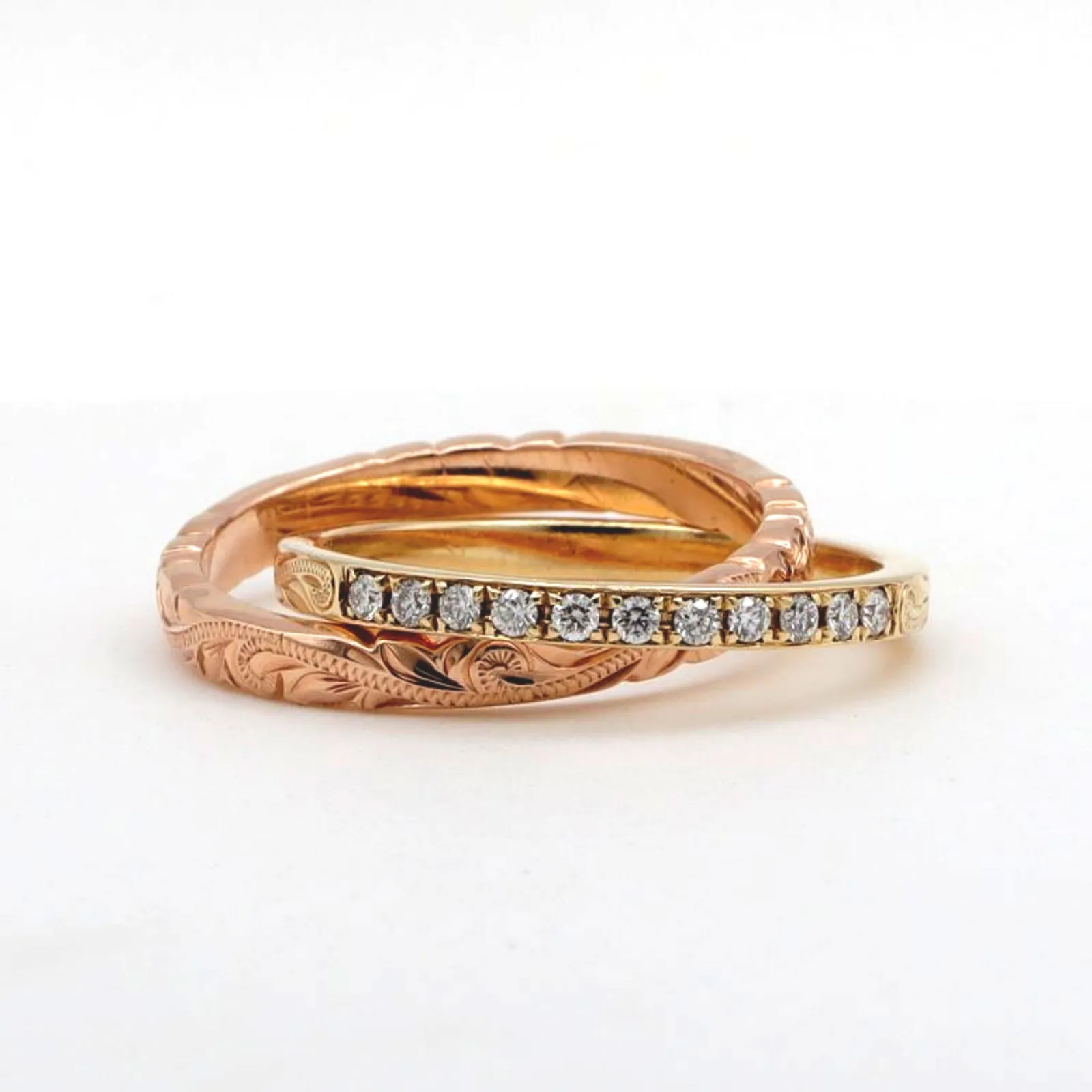 Trinity Diamond Ring, Hand Engraved Design (2MM 3MM Width)