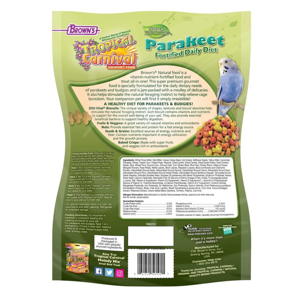 Tropical Carnival Natural Parakeet Fortified Daily Diet