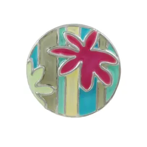 Tropical Floral Design Enamel Adjustable Ring - RF317
