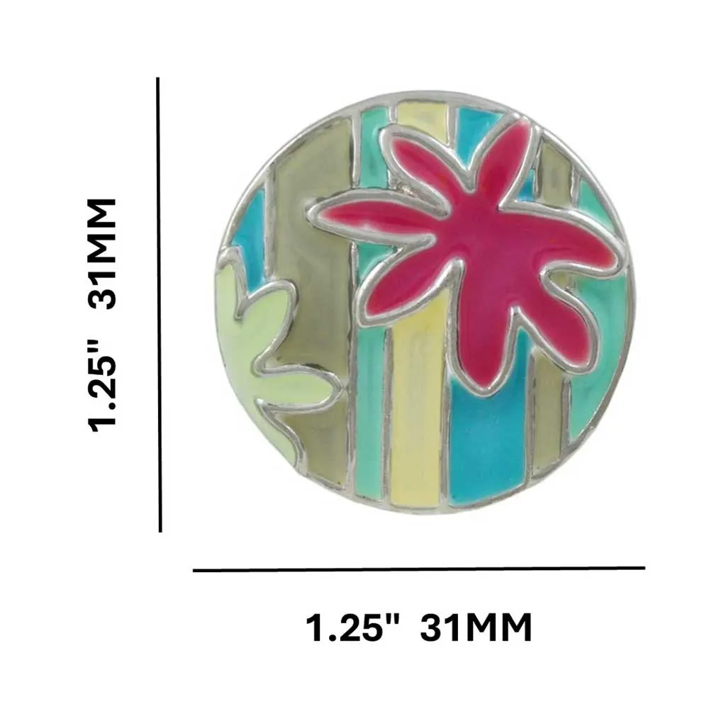 Tropical Floral Design Enamel Adjustable Ring - RF317