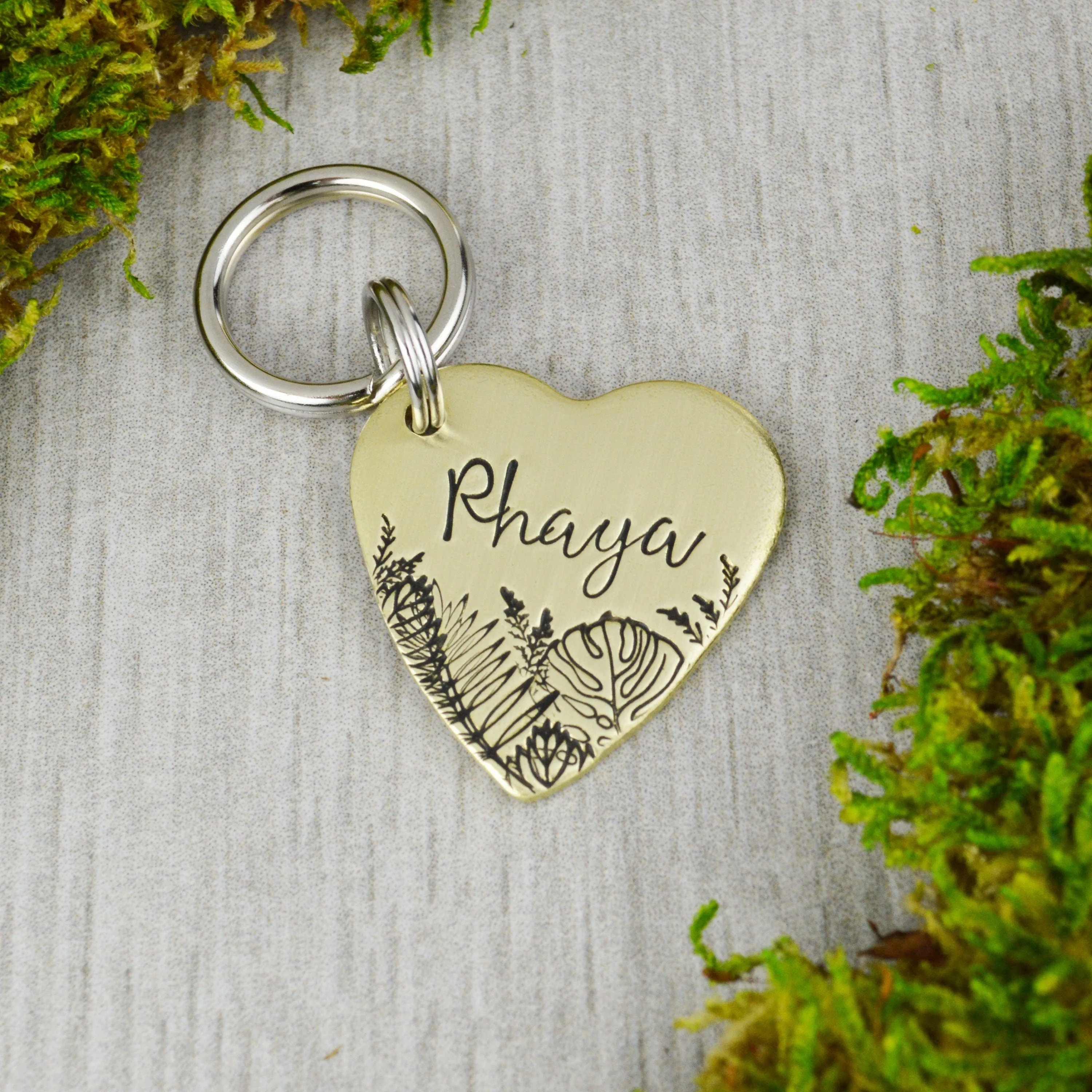 Tropical Leaves Pet ID Tag