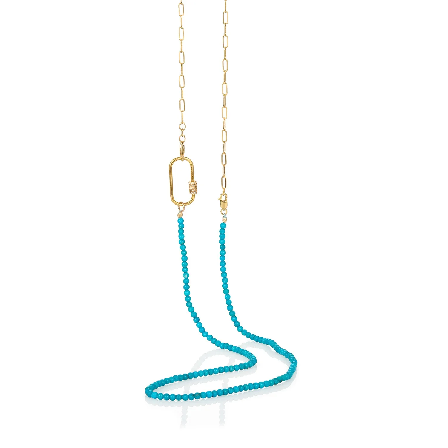Turquoise Paperclip Link Long Necklace