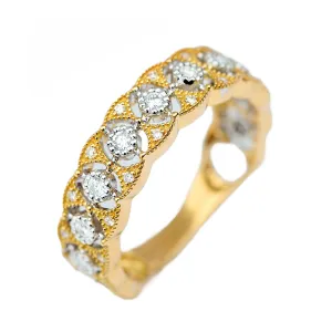 Two Tone Gold Diamond Lace Filigree Wedding Ring