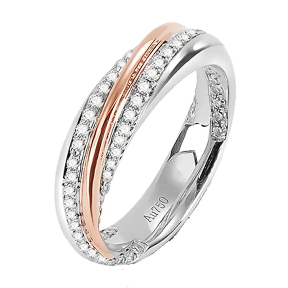 Two Tone Gold Diamond Wedding Matching Couple Rings
