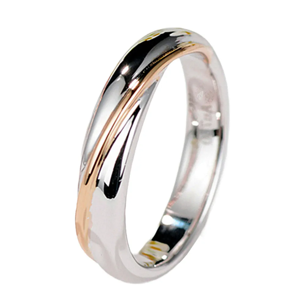 Two Tone Gold Diamond Wedding Matching Couple Rings