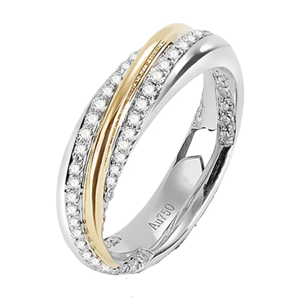 Two Tone Gold Diamond Wedding Matching Couple Rings