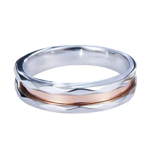 Two Tone Gold Diamond Wedding Matching Couple Rings