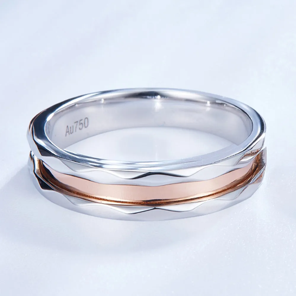 Two Tone Gold Diamond Wedding Matching Couple Rings