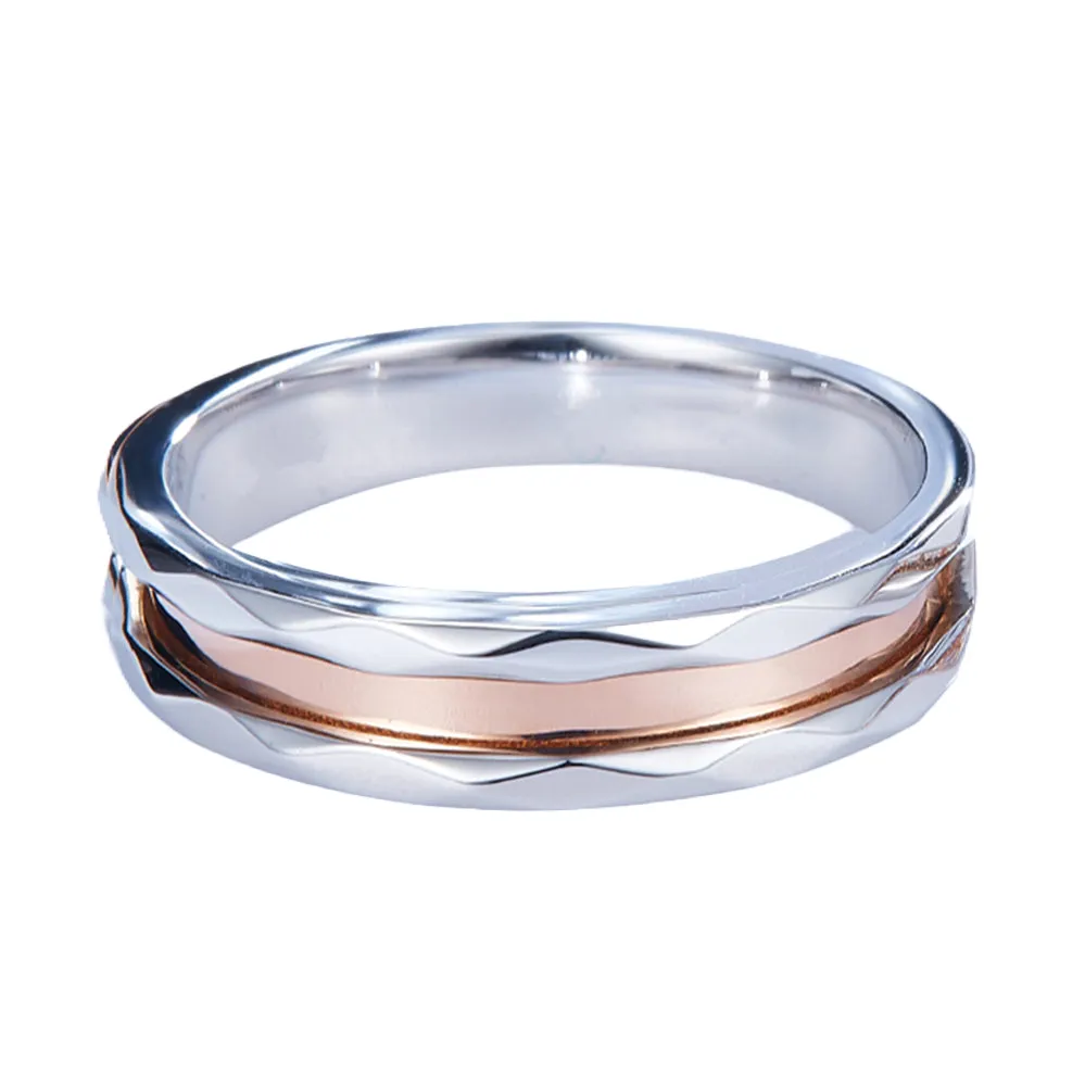 Two Tone Gold Diamond Wedding Matching Couple Rings