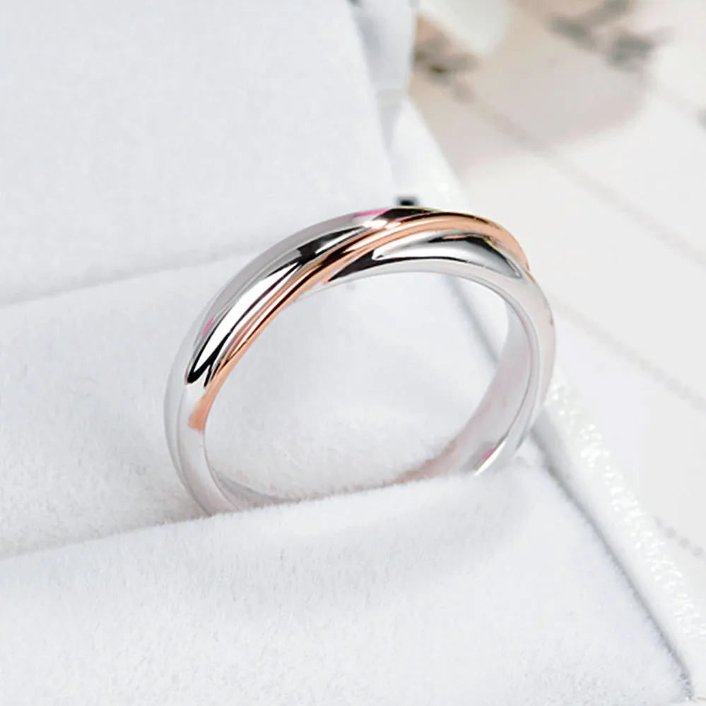 Two Tone Gold Diamond Wedding Matching Couple Rings