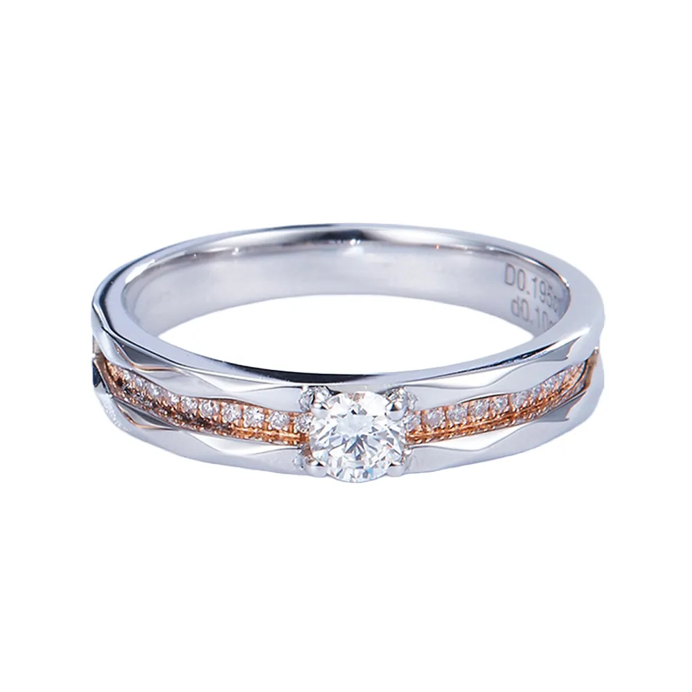 Two Tone Gold Diamond Wedding Matching Couple Rings