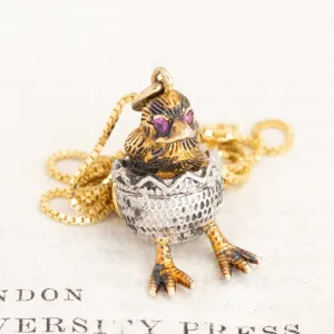 Vintage Chick & Egg Pendant, Russian