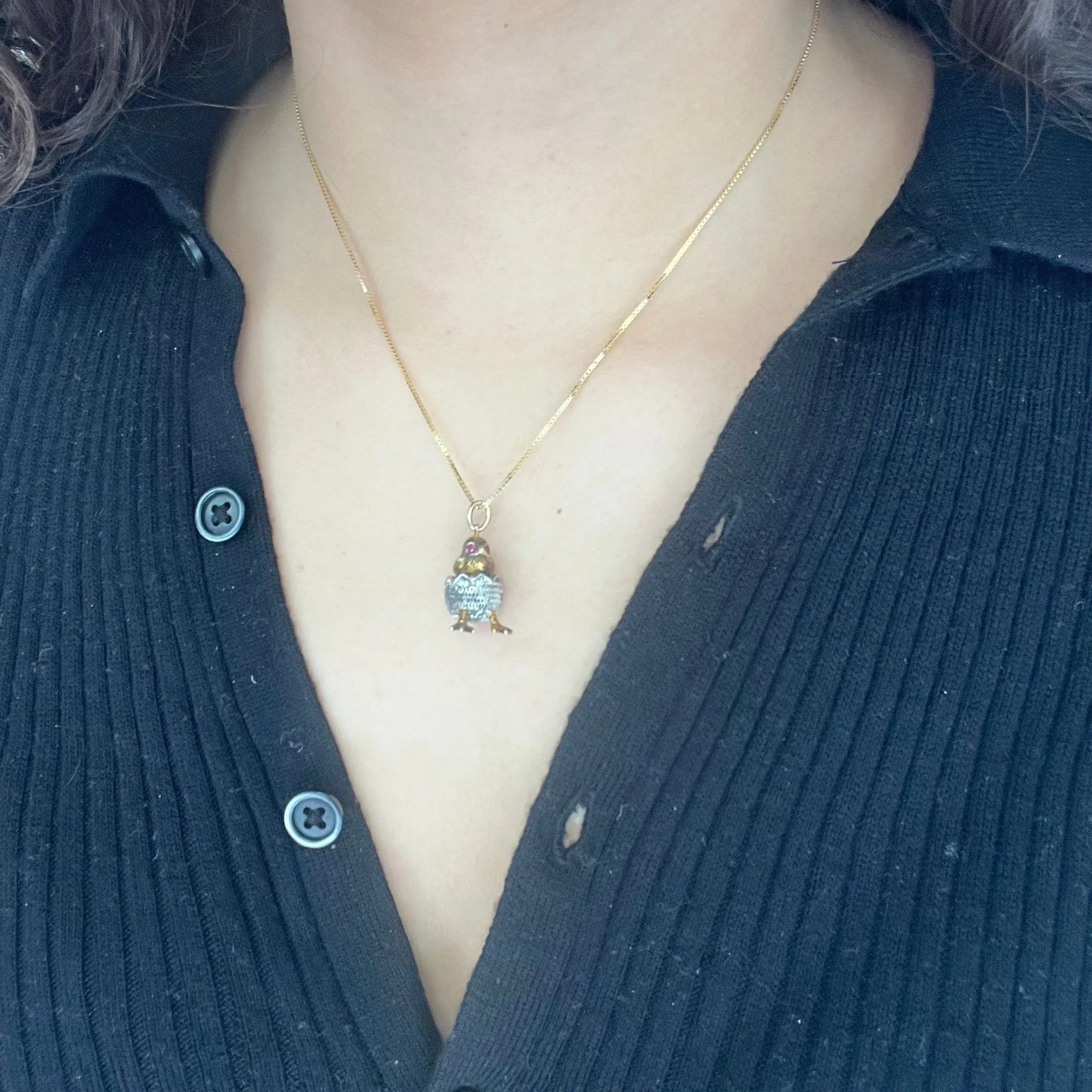 Vintage Chick & Egg Pendant, Russian