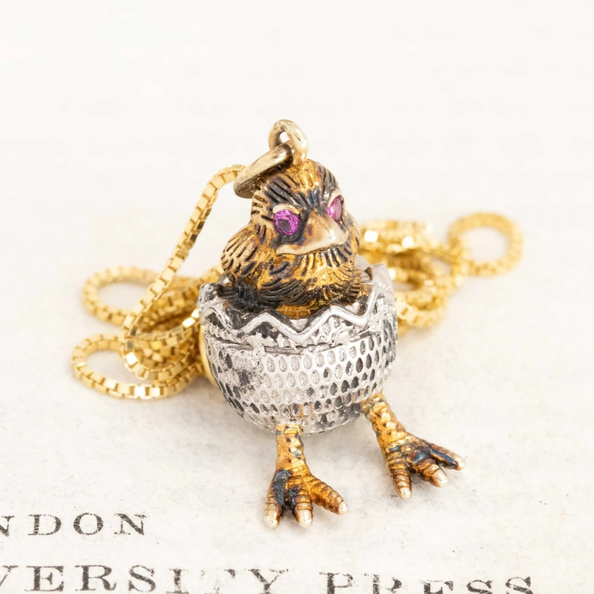 Vintage Chick & Egg Pendant, Russian