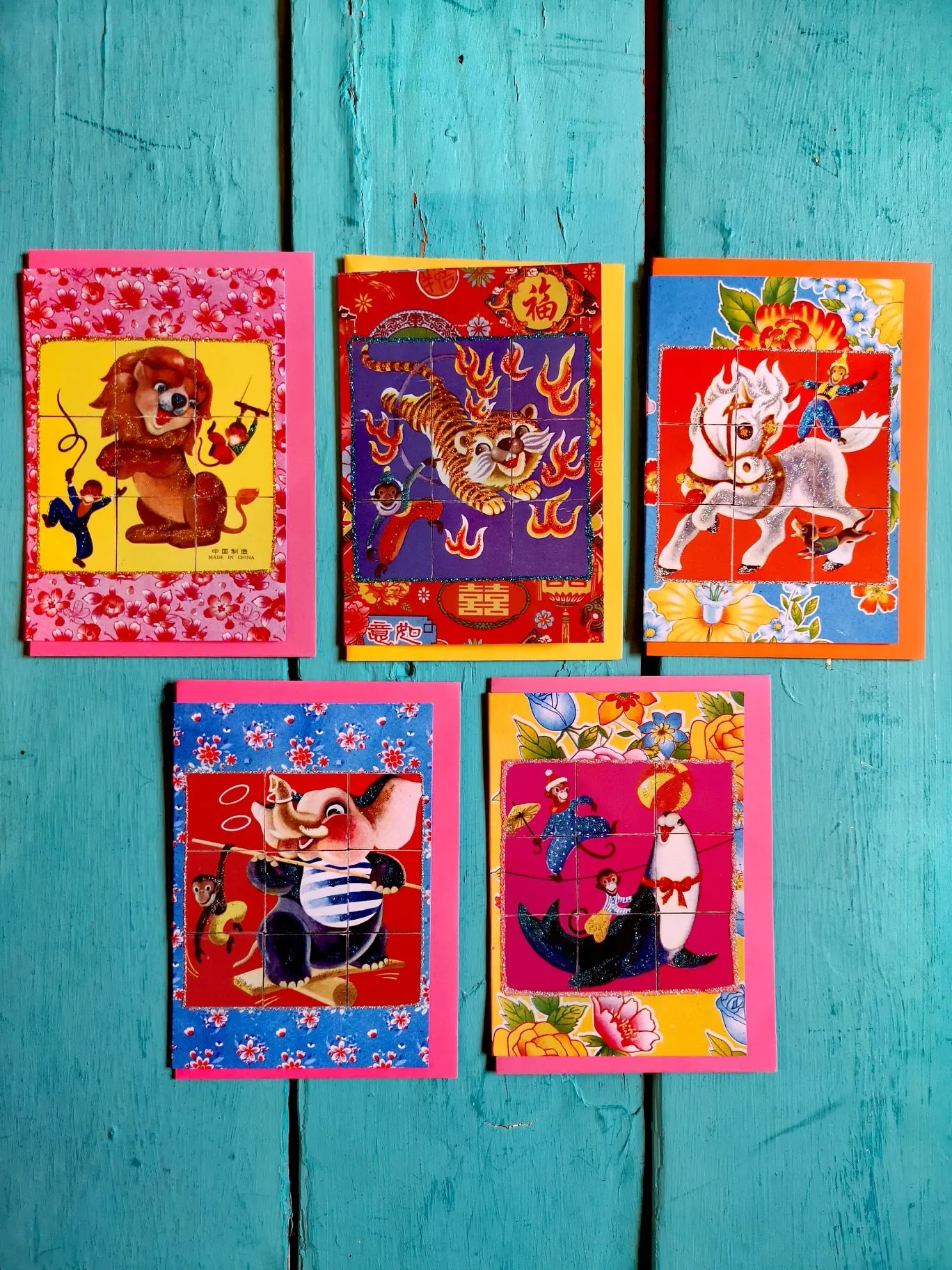 Vintage Circus animal card set