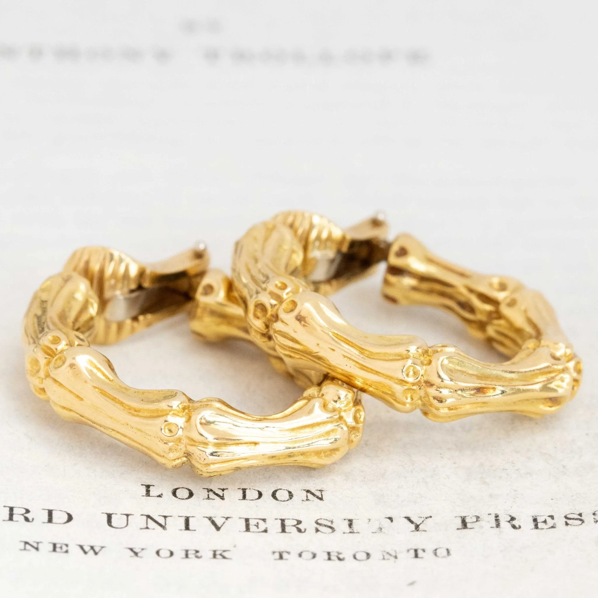 Vintage Large Bamboo Clip-On Earrings by Tiffany & Co.