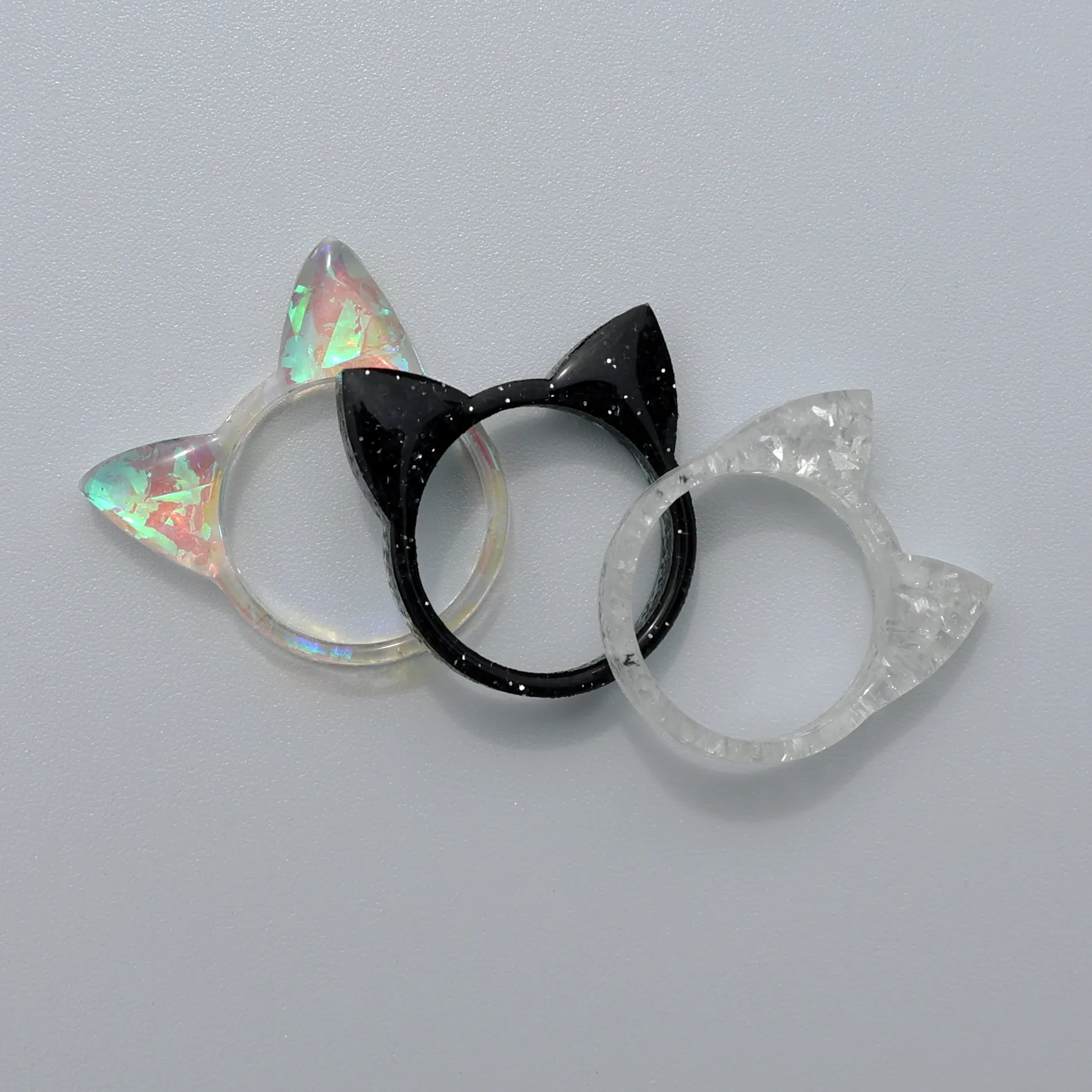 WHITE ANIMAL EAR RINGS