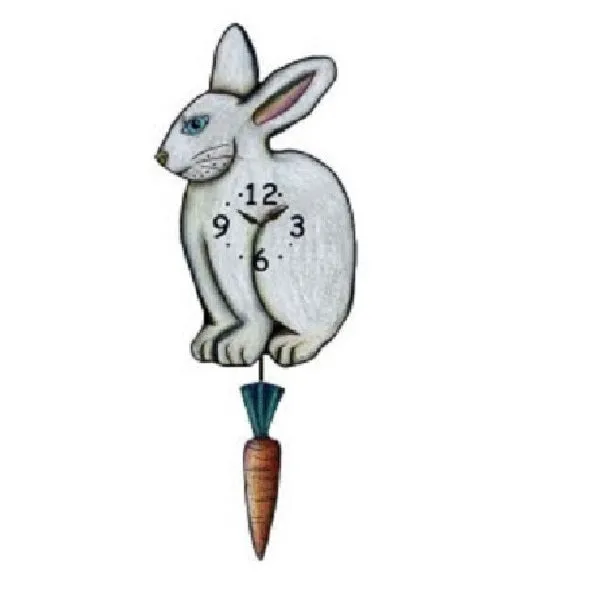 White Bunny Pendulum Wall Clock