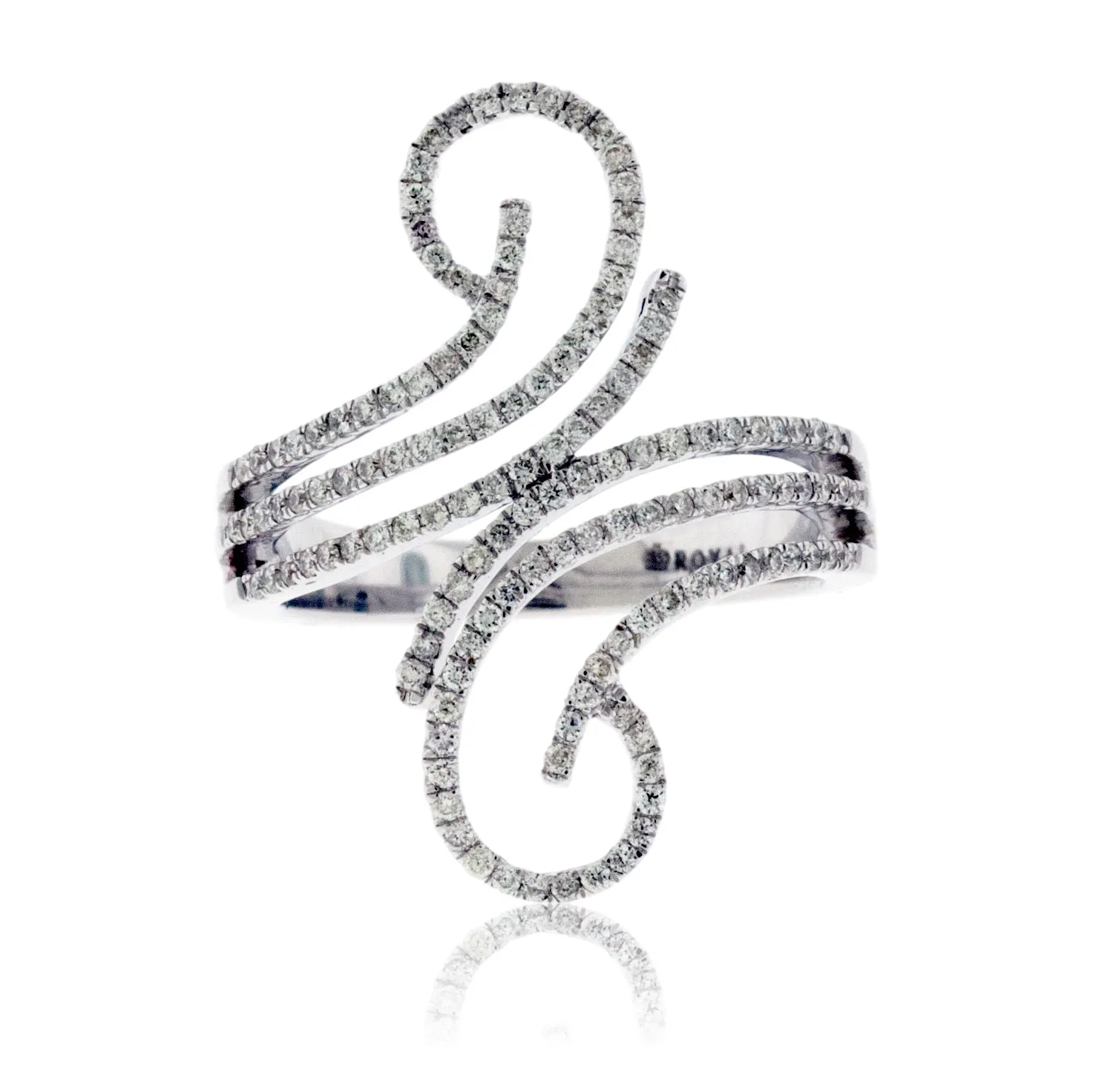 White Gold Swirl Style Diamond Fashion Ring