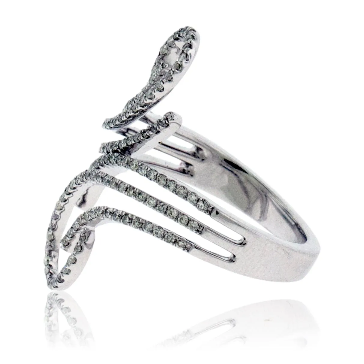 White Gold Swirl Style Diamond Fashion Ring