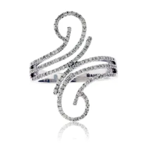 White Gold Swirl Style Diamond Fashion Ring