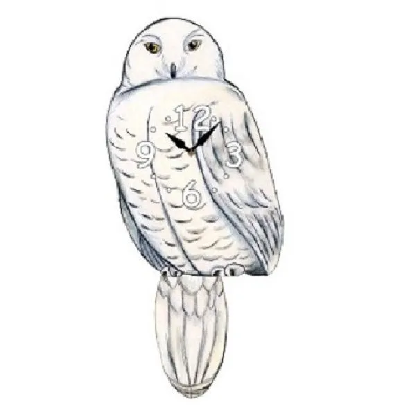 White Owl Moving Pendulum Wall Clock