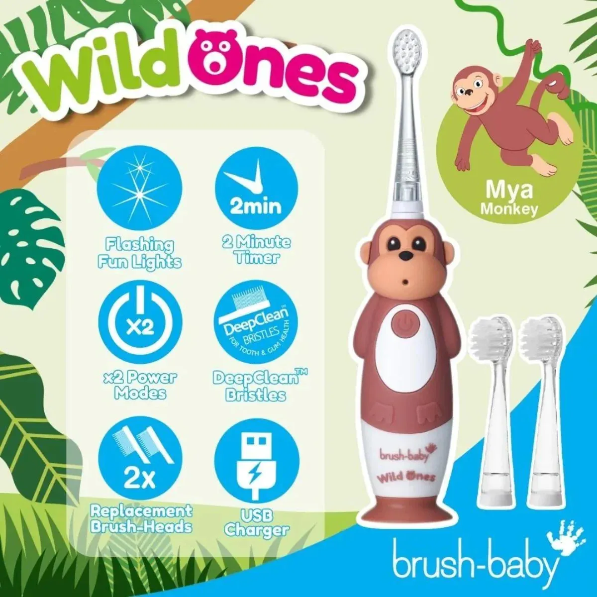 WildOnes™ Monkey Kids Electric Rechargeable Toothbrush