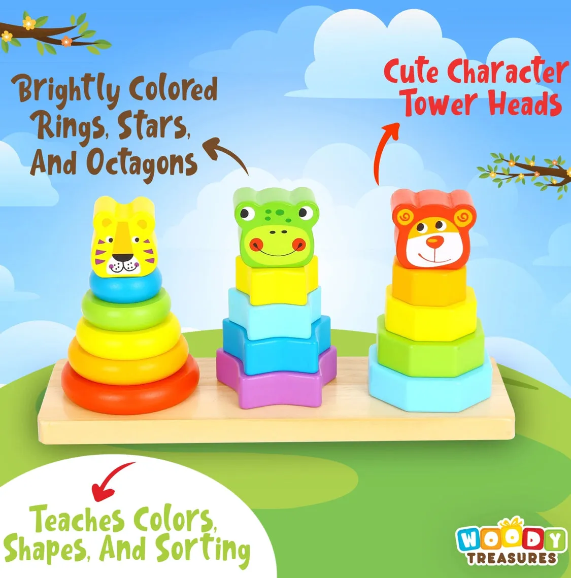 Woody Treasures Wooden Stacking Toys