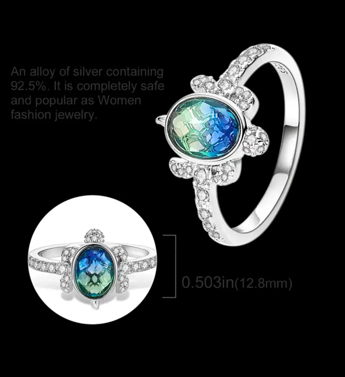 Zircon Turtle Ring