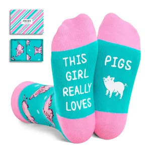 Zmart Cute Animal Socks for Girls - Pig Socks Rubber Duck Socks Foxes Socks Gifts For Kid 10-12 Years
